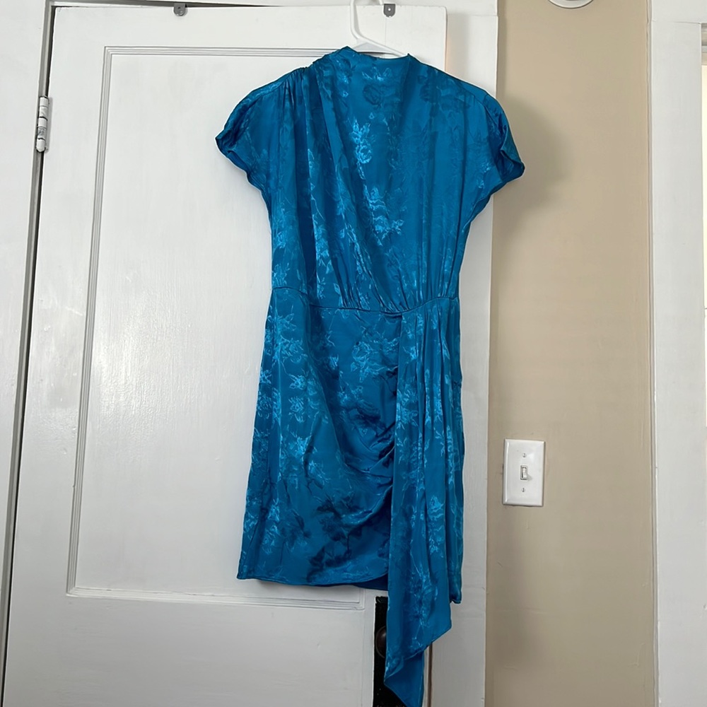 Saylor Blue Jacquard Silk Dress